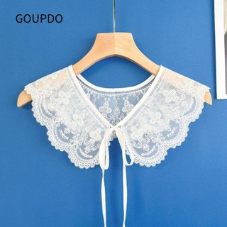  GOUPDO Thêu Cổ Áo Giả Đầm Cotton Trang Trí Khăn Choàng Cổ Thời Trang Ren Lên Khăn Choàng Cổ Giả Áo Khoác Giả Cổ Áo Giả 
