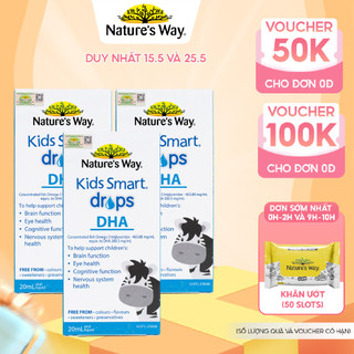 Combo 3 Siro Uống Kids Smart Drops DHA NATURE'S WAY Hỗ Trợ Phát Triển Toàn Diện Cho Não Bộ Của Trẻ 20ml/hộp