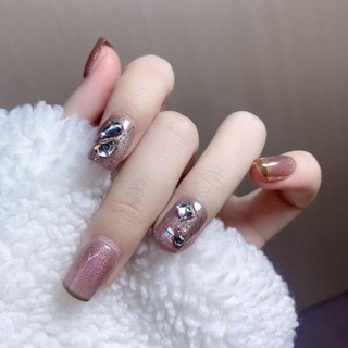Handmade Mặc Móng Tay Đầu Móng Tay Đầu Móng Tay Móng Tay Miếng Dán Móng Tay Flash Pháp Galaxy Bầu Trời Đầy Sao Siêu Mát Ngắn