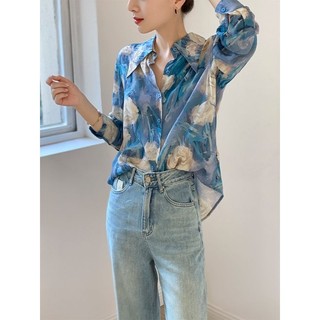 Pháp Lãng Mạn Hoa Hồng In Kem Chống Nắng Acetate Áo Sơ Mi Mùa Thu 2024 Phong Cách Mới Hoa Rời Áo Bé Gái Áo Hàng Sẵn Có