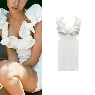Zara Mùa Hè Sản Phẩm Mới Châu Âu Mỹ Nguyên Chất Khát Vọng Phong Cách Cổ Tròn Mở Thiết Kế Lớp Trang Trí Ôm Đầm 0347305