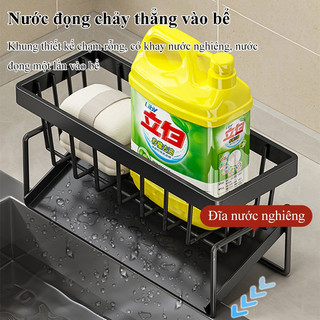 Kệ đựng đồ rửa chén bát, giá để giẻ rửa chén trên bồn có khay hứng nước nghiêng Tiện Lợi Tiện Dụng