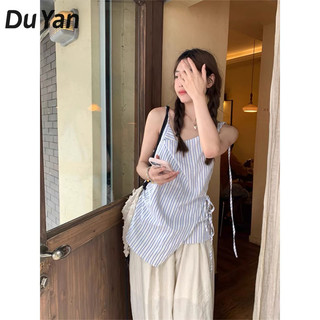 Du YAN Áo sọc không đều phong cách đại học dáng rộng dây đeo áo vest không tay