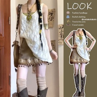 Mùa Hè 2024 Phong Cách Mới Phong Cách Hàn Quốc Mặc Phù Hợp Với Nữ Phiên Bản Hàn Quốc Phong Cách Ngày Lễ Váy Nửa Chiều Dài Bộ Đồ Ba Mảnh