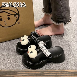 Dép mắt to nữ mùa hè đế dày chống trượt dép hai chiều đi biển