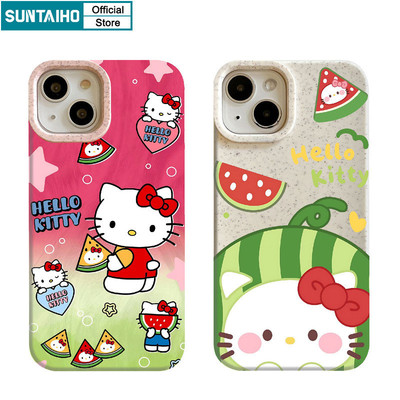 Suntaiho Ngộ nghĩnh Dễ Thương Vỏ Hoạt Hình Họa Tiết Mèo Dưa Hấu Ốp lưng Iphone 15 14 12 13 11 Pro Max IP 7 8 Plus Iphon X Xs XR Xs Max Silicone Mềm Cao Cấp Chống Sốc Ốp Lưng
