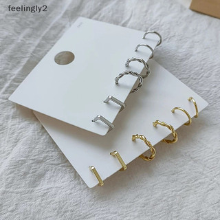 {Hot} 3 Cặp / bộ Hợp kim đơn giản Bông tai vòng tròn hình học màu vàng bạc dành cho cặp đôi Quà tặng trang sức {VN}