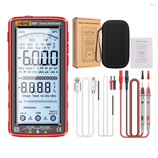 Aneng 681 6000 Đếm Đồng hồ vạn năng kỹ thuật số Đồng hồ đo đa năng chống cháy thông minh Máy kiểm tra NCV Màn hình LCD lớn 5 inch có đèn nền cho điện áp Điện dung điện trở dòng điện