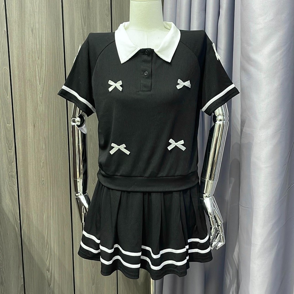 Thời Trang Bigsize - Set Áo Cổ Bẻ Nơ Nổi Mix Chân Váy Xếp Ly Có Lót Trong Vải Thun Tăm Hot Hit Nữ Cao Cấp Xinh 40-95kg | BigBuy360 - bigbuy360.vn