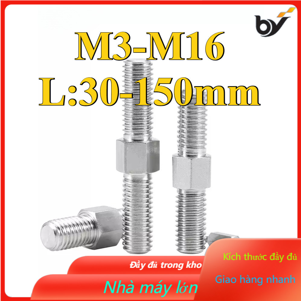 Bulong 2 đầu ren（Tích cực&Chống chủ đề）, Guzong Inox 304 M3-M16 (BY-DM-w)