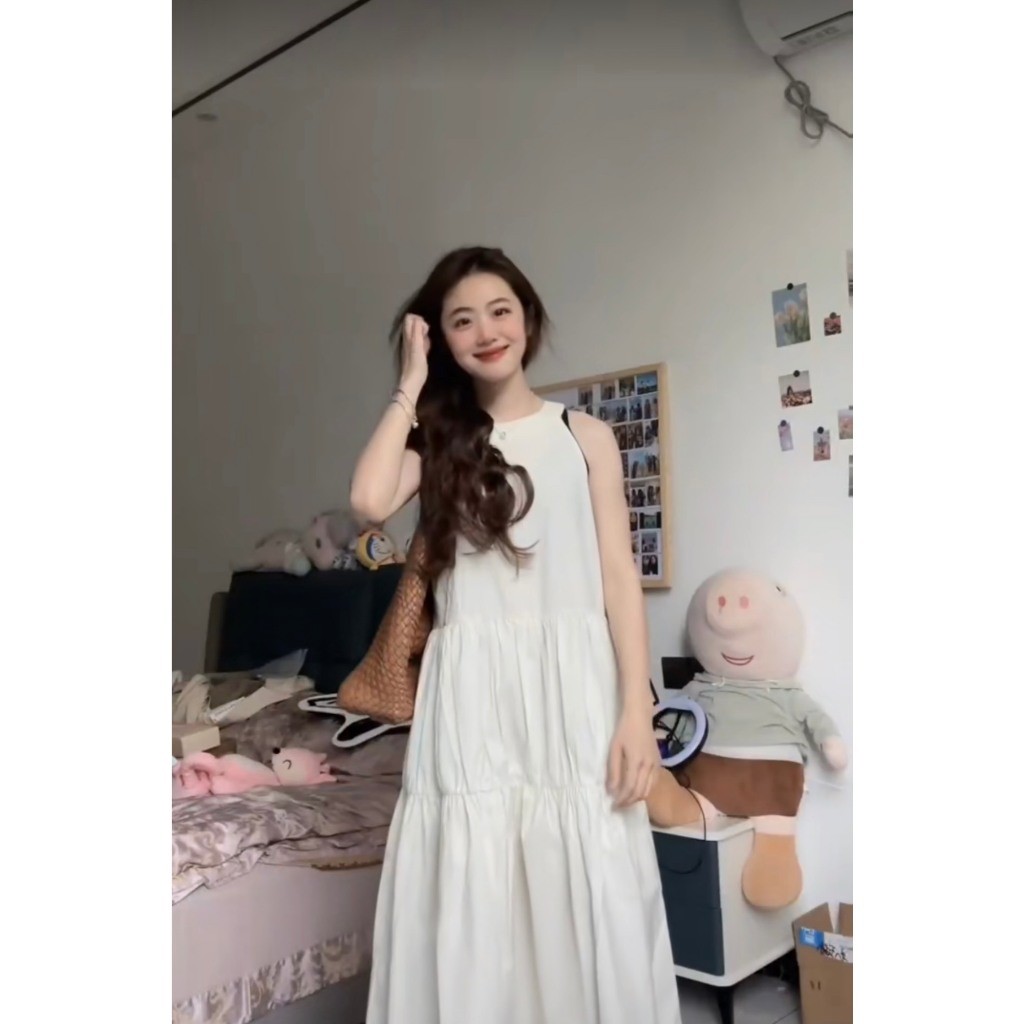 Váy đầm babydoll thiết kế cổ yếm xuông rộng dài basic phong cách thanh lịch (CÓ BIG SIZE) HMH SP100 | BigBuy360 - bigbuy360.vn