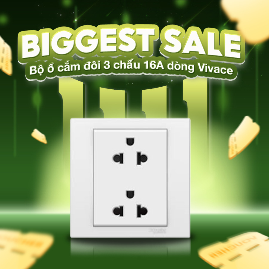 Ổ cắm đôi 3 chấu KB426UES2_WE_G19 Schneider 16A dòng Vivace màu trắng