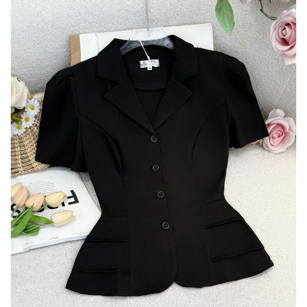 Áo Bố Xước Peplum Thiết Kế TuTu Store Phù Hợp Đi Làm Dành Cho Nữ - Mã A528