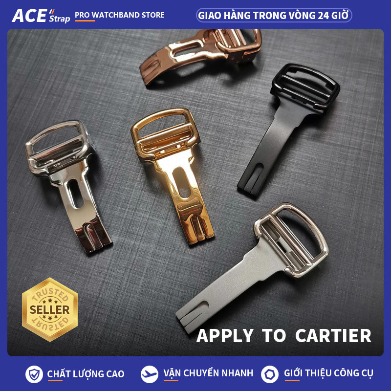 Thích hợp cho dây đeo đồng hồ khóa gấp Cartier Santos, phụ kiện khóa thép không gỉ 18mm 21mm