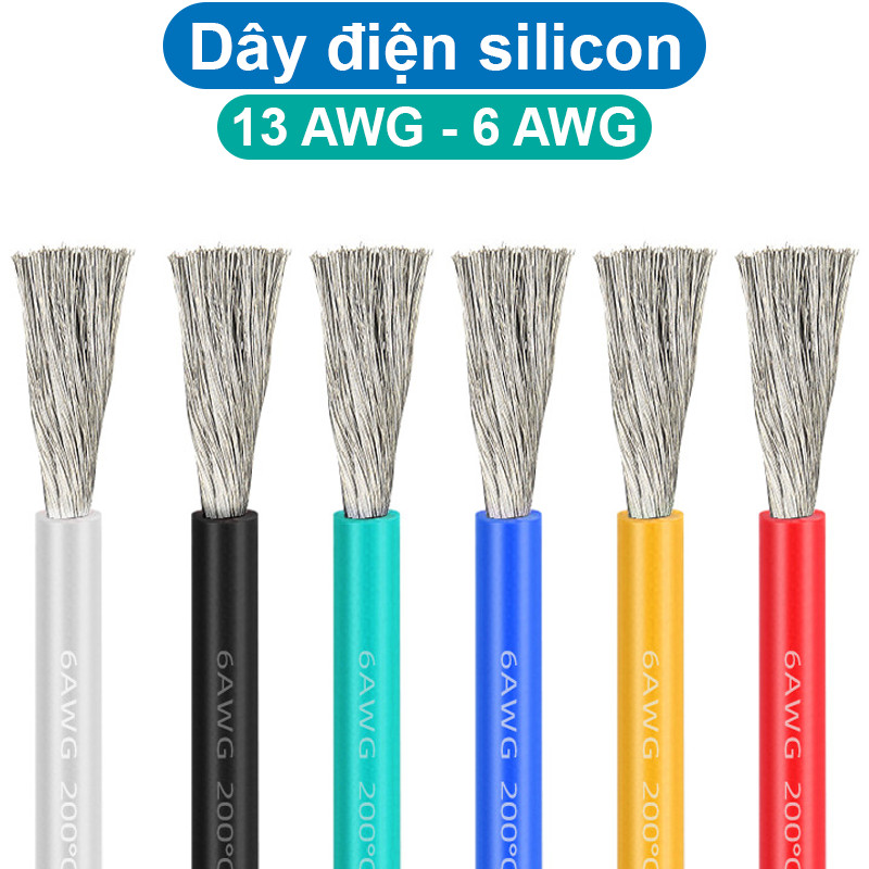 Dây điện silicon mềm dẻo chống cháy công suất lớn 6AWG - 13AWG