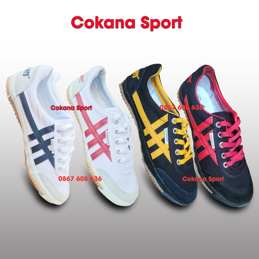 Giầy bata vải Asia csh01 csh03 trắng sọc, đen sọc, xanh thể thao thời trang chạy bộ thể dục