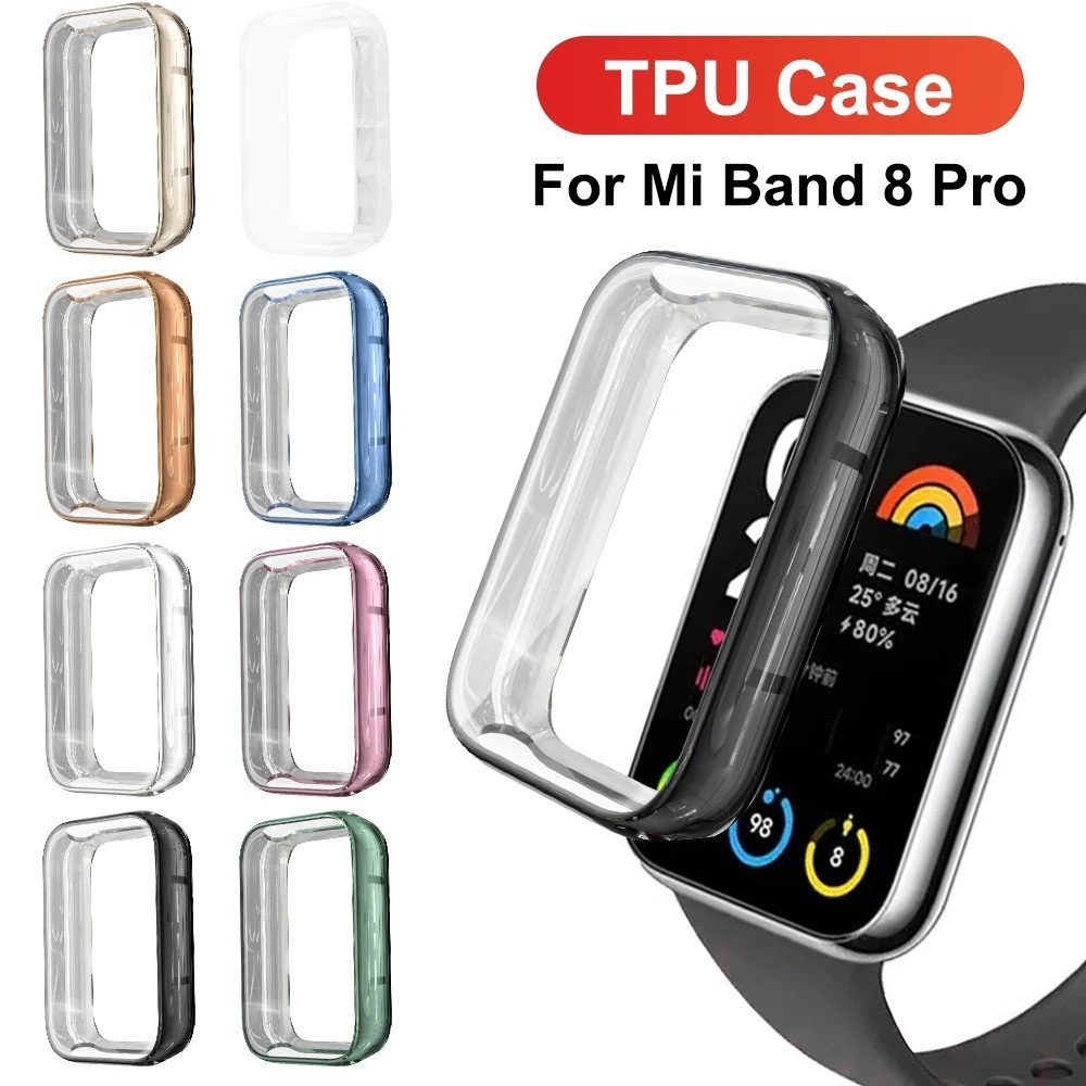 Vỏ mạ TPU đầy đủ cho Xiaomi Mi Band 8 Pro Vỏ đồng hồ silicon mềm cho Mi Band 8 Pro Vỏ bảo vệ màn hìn