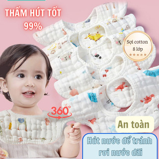 Yếm ăn dặm bông mịn Grand Haven chất liệu cotton Thêu họa tiết dễ thương xoay 360 độ cho em bé