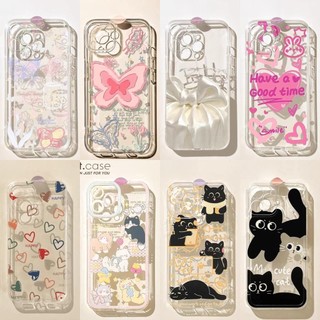 Ốp Lưng Cho Samsung Galaxy A14 A15 A05 A05S S23 S21 S24 Plus Ultra S23FE S21FE Trong Suốt TPU Bướm Mèo Trái Tim Tình Yêu Dễ Thương Nơ INS Silicon Hàn Quốc Vỏ Điện Thoại