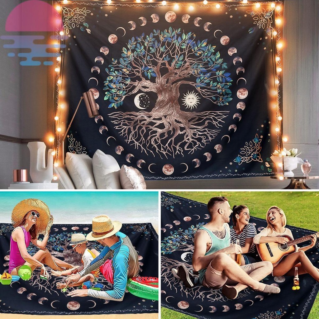 Tree of Life Tấm Thảm Treo Tường Mặt Trăng Tấm Thảm Thẩm Mỹ Đa Năng Treo Tường 59x79inch / 51x59inch