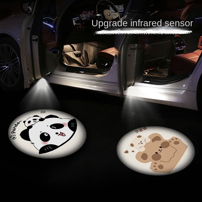 Car Welcome Lamp Door Projection Lamp Headlamp Car Interior Modification Induction Lamp Automatic Ca