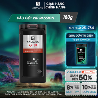 Dầu gội cao cấp Romano Vip Passion mạnh mẽ bí ẩn 180g/chai