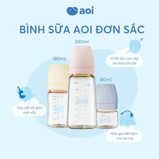 Bình sữa đơn sắc Aoi 80-180-280ml, nhựa PPSU đạt chuẩn Châu Âu, tiêu chuẩn khắt khe nhất, chịu nhiệt độ 200 độ C