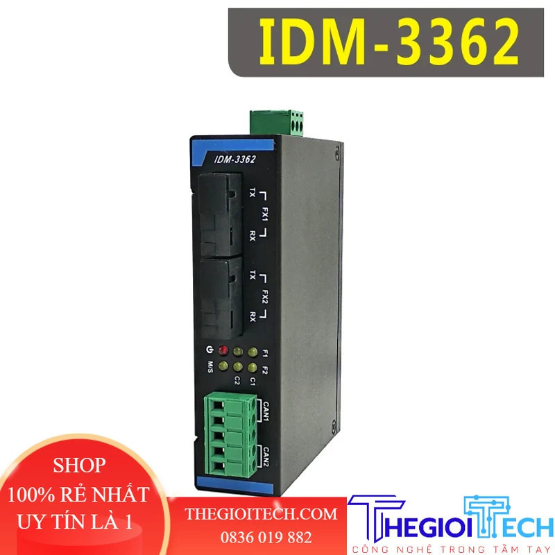 IDM-3362 Din Rail CAN-BUS Quang có vòng chuyển đổi tự phục hồi Thiết bị đầu cuối mạng CAN Bus Repeater Optical Cat - Double fiber FC