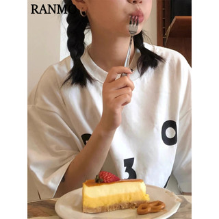 RANMO áo phông áo thun nữ croptop baby tee Minimalist Dễ thương Phong cách INS WTX2420A0M 19Z240507
