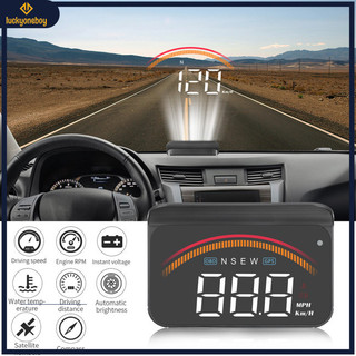 Xe may mắn Hud Màn hình hiển thị đầu lên phổ thông Obd Màn hình không dây treo Hd Kính chắn gió Máy chiếu tốc độ Báo động an ninh