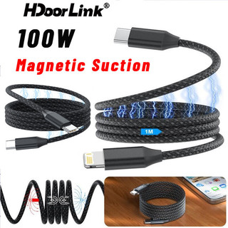 Cáp dữ liệu hút từ tính hdoorlink 100w pd100w cáp sạc nhanh type-c sang type-c dây sạc cho ios android