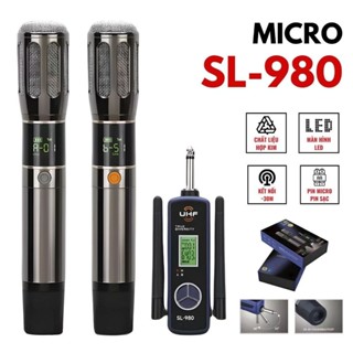 Micro Cao Cấp SHURE SL980 - Micro Không Dây Chống Hú Chuyên Cho Karaoke Gia Đình Sân Khấu, Siêu Đẹp Bắt Sóng Xa Đến 100M