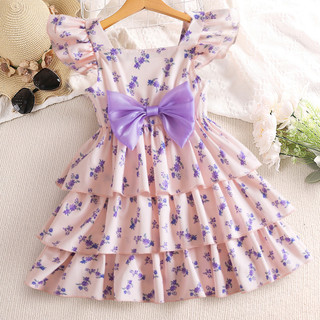 Njxd 2-8Yrs Trẻ Em Ruffle Tay Đầm Mùa Hè 2024 Mới Cho Bé Siêu Cổ Tích Hoa Ren Bé Gái Công Chúa