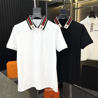 Áo thun Polo phối viền cổ thêu con ong hai bên  - lịch sự - đơn giản - tinh tế Menswear  Nam Cộc Tay Có Cổ
