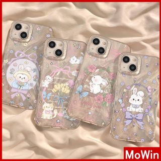 Mowin - Dành cho iPhone 11 15 Pro Max iPhone Case Silver Feather Luxury Holographic Laser Clear Case Soft TPU Họa tiết thỏ nhiều màu sắc dễ thương Tương thích với iPhone 14 13 Pro max 12 Pro Max 11 XR