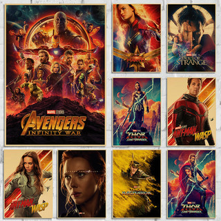 Nhân vật Marvel retro giấy kraft trang trí phòng tranh phòng ngủ dán tường