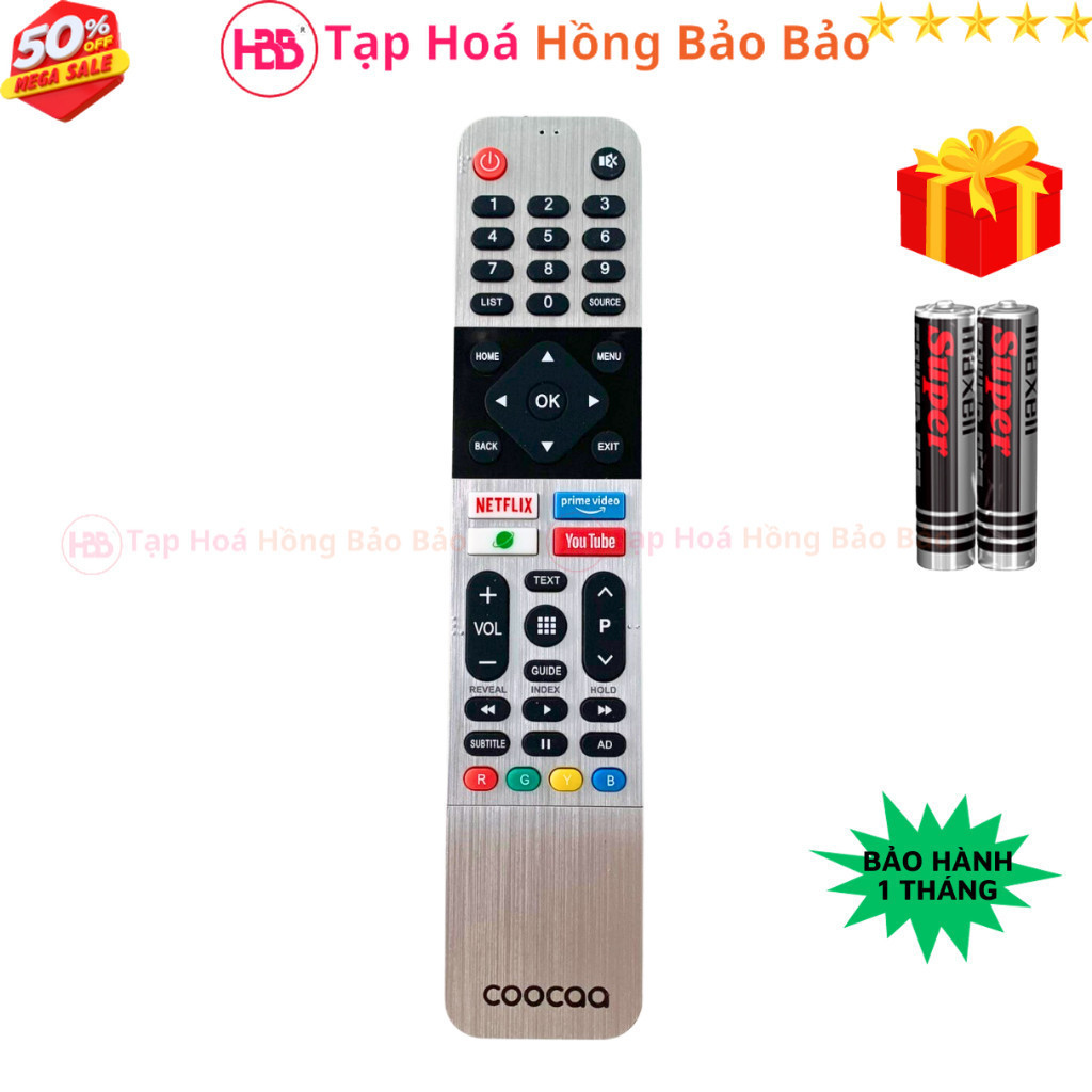 Remote điều khiển tivi COOCAA Mã 01, điều khiển TV COOCAA - Tặng kèm pin - Tạp Hoá HBB