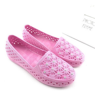 Giày Sandal Nữ Mũi Mùa Hè Đế Dày Lỗ Giày Bơm Dép Phẳng