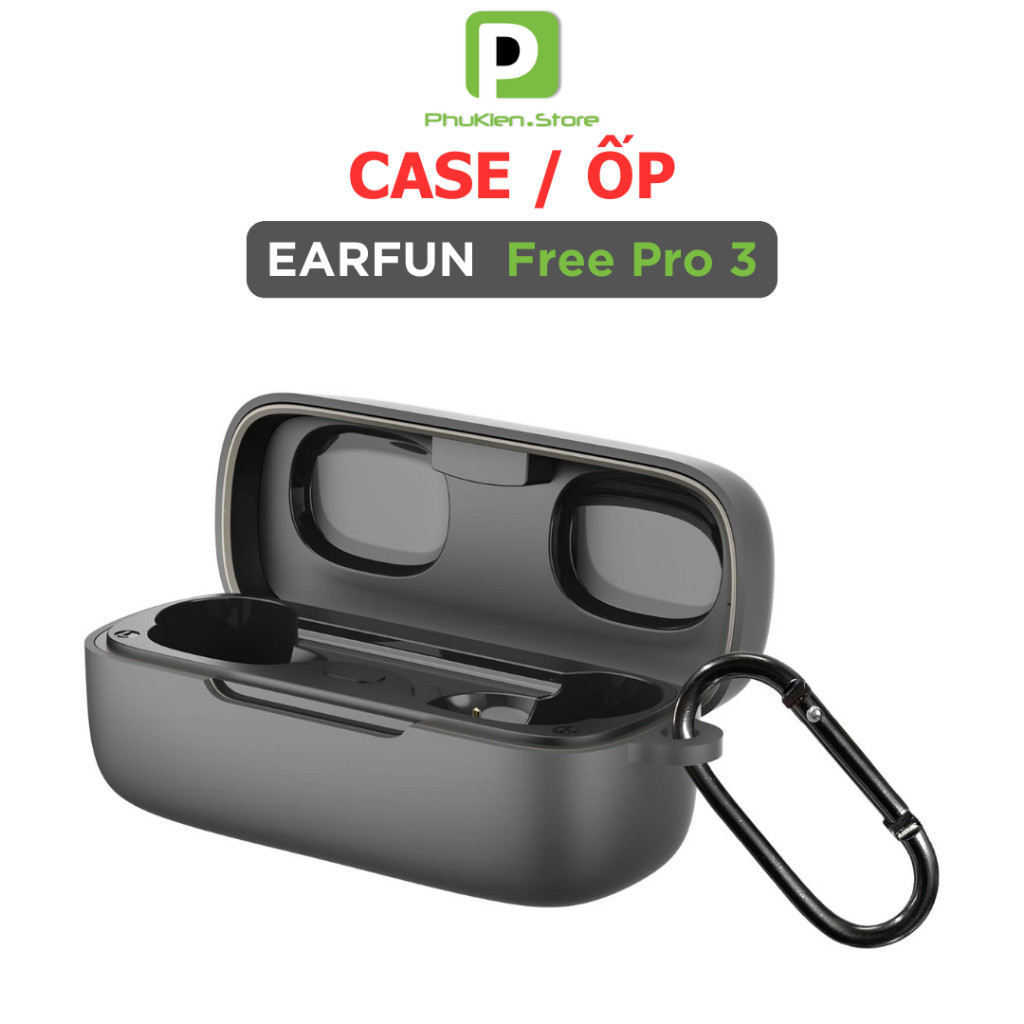 Case ốp bao silicone cho tai nghe Earfun Free Pro 3 chính hãng Logo Earfun - Kèm móc khóa