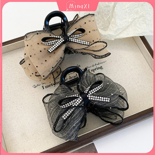 Organza Sáng Bóng Nơ Tóc Nữ Hàn Quốc Ins Lưới Lấy Kẹp Tính Khí Thanh Lịch Cá Mập Kẹp Tóc Phụ Kiện Tóc