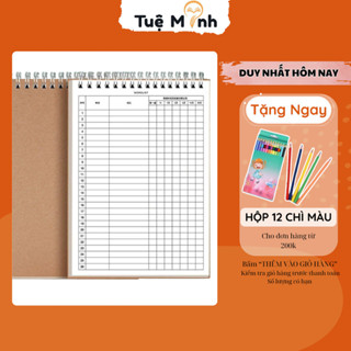 Sổ ghi nhớ học từ mới ngữ pháp, luyện từ vựng lò xo dọc B5 bìa kraft S32, thiết kế basic ôn tập