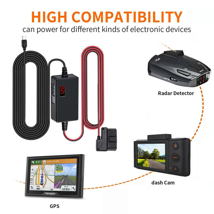 Dành Cho 70mai a800s A500s S500 M300 dash cam OBD Bộ Dây Cứng Cáp Nguồn Loại USB Cho A810 X200 M500 
