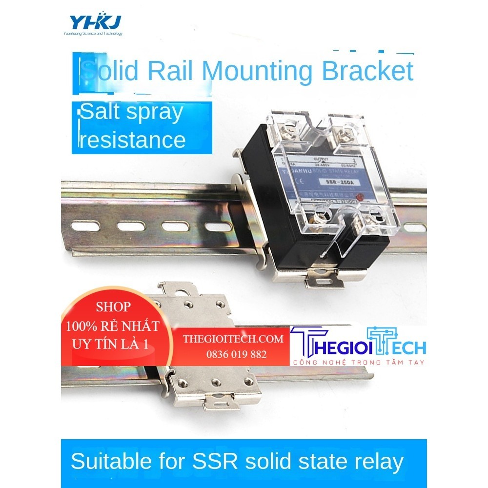 Giá Đỡ Lắp Đặt Gắn giữ Thiết Bị, Rơ Le Bán Dẫn SSR Lên Thanh Ray 35 mm, Tản nhiệt Thép Mạ Niken - Giá đỡ SSR cài ray