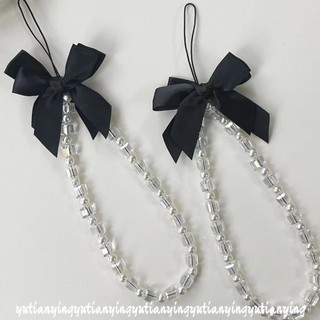 Sang Trọng Đen Thoáng Mát Nơ Trái Tim Tình Yêu Điện Thoại Sling Hoạt Hình Nơ Pha Lê Màu Vòng Tay Mặt Dây Chuyền Đính Hạt Vòng Tay Nơ Pha Lê Trong Suốt Ngọc Trai Dễ Thương Dây Chuyền Điện Thoại