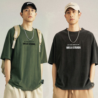 Áo Thun Quân Đội Xanh Nguyên Chất Cotton Nam Mùa Hè Phong Cách Mới Retro Phong Cách Hồng Kông Sinh Viên Rời Tổng Thể Top