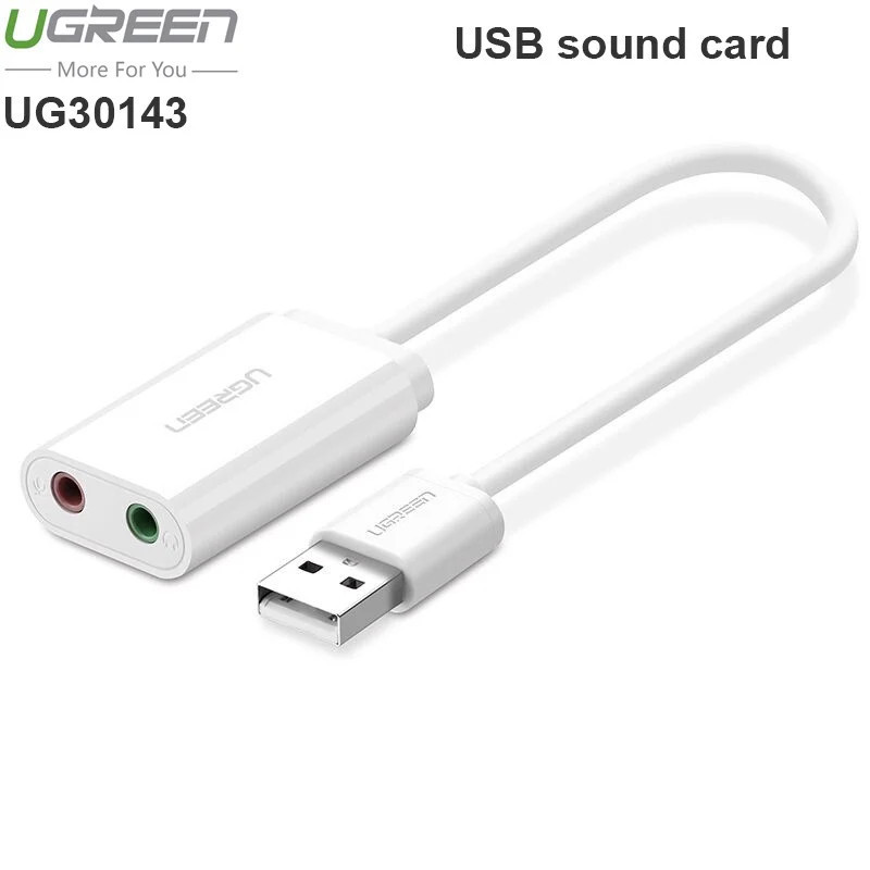 USB Sound Card to 3.5mm Ugreen 30143, jack 3.5mm Headphone và Microphone