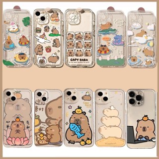 Ngộ nghĩnh Capybara Cặp Đôi Cho IPhone 13 12 Mini Pro Max 11 Hoạt Hình Dễ Thương Đôi Mắt Thiên Thần Mềm TPU Trong Suốt Vỏ Điện Thoại