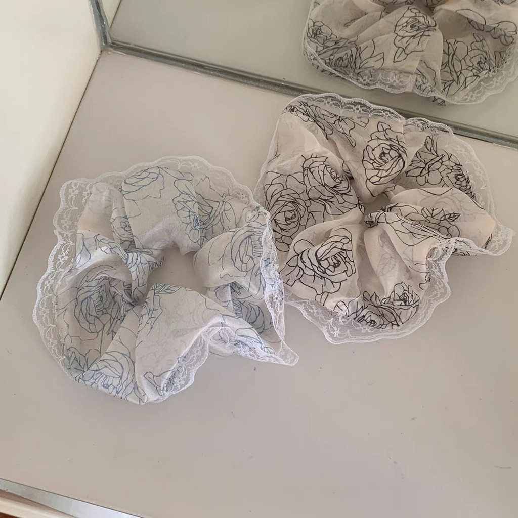 Dây buộc tóc ren in lưới cổ điển Hàn Quốc dây buộc tóc vải phong cách Trung Quốc mới