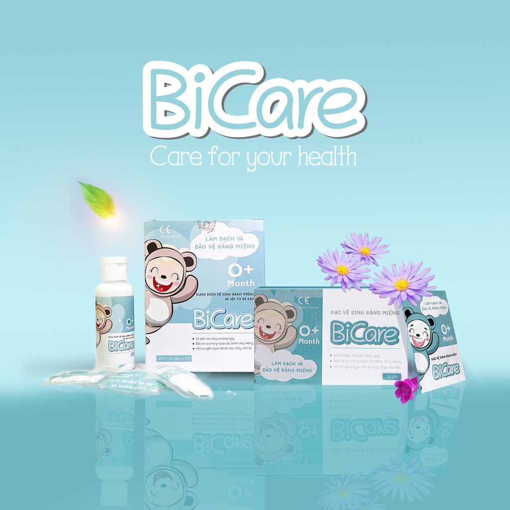 [Mẫu mới] Hộp Gạc Rơ Lưỡi BiCare Vệ Sinh Răng Miệng Cho Bé - 1 Hộp 5 Gói