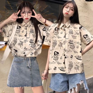 Retro Phong Cách Hồng Kông Áo Sơ Mi Mùa Hè Tay Ngắn Thiết Kế Rời Niche Sang Trọng In Đơn Giản Phù Hợp Với Bên Ngoài Mặc Sang Trọng Áo Sơ Mi Nữ